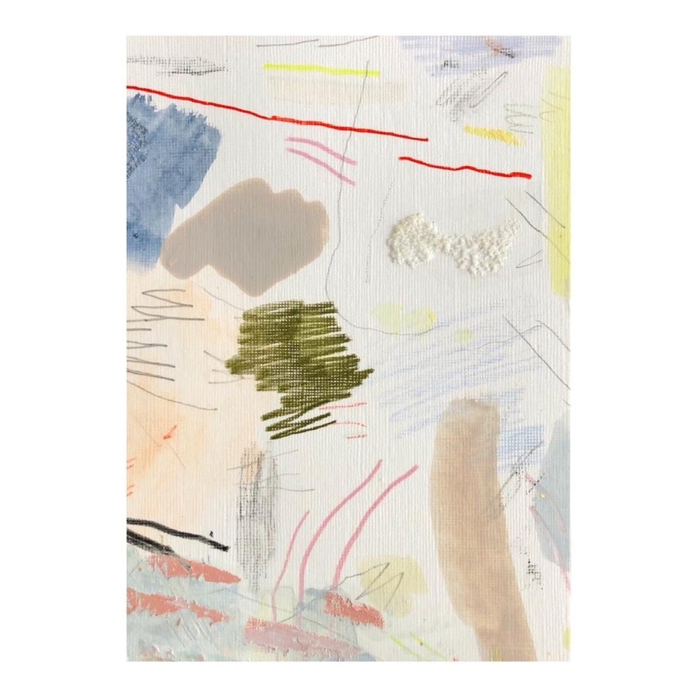 original abstract art - mixed media on paper, 5” x 7”